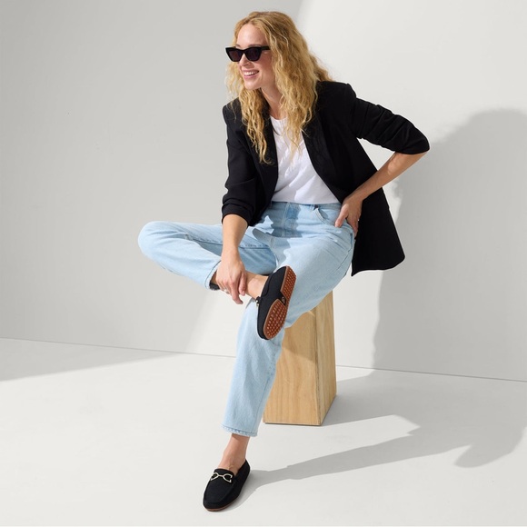 Rothy's the Double Bit Driver Elegant Black Loafers with Gold Detail - Picture 9 of 10